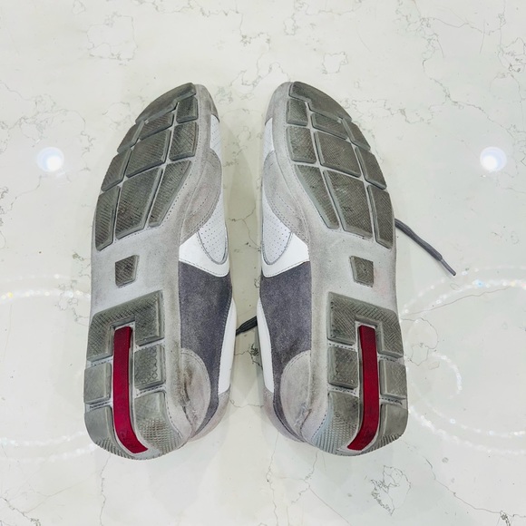 Prada, white, gray and silver men’s sneakers 👟, size 8.5 - Picture 7 of 11